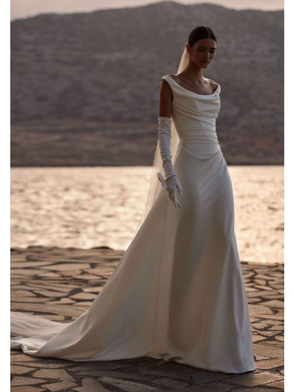 Draped Satin Wedding Dress
