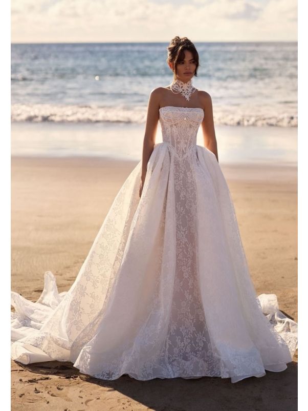 Basque Waist Lace Ball Gown