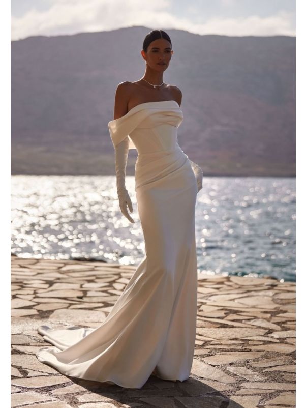 Draped Satin Wedding Dress