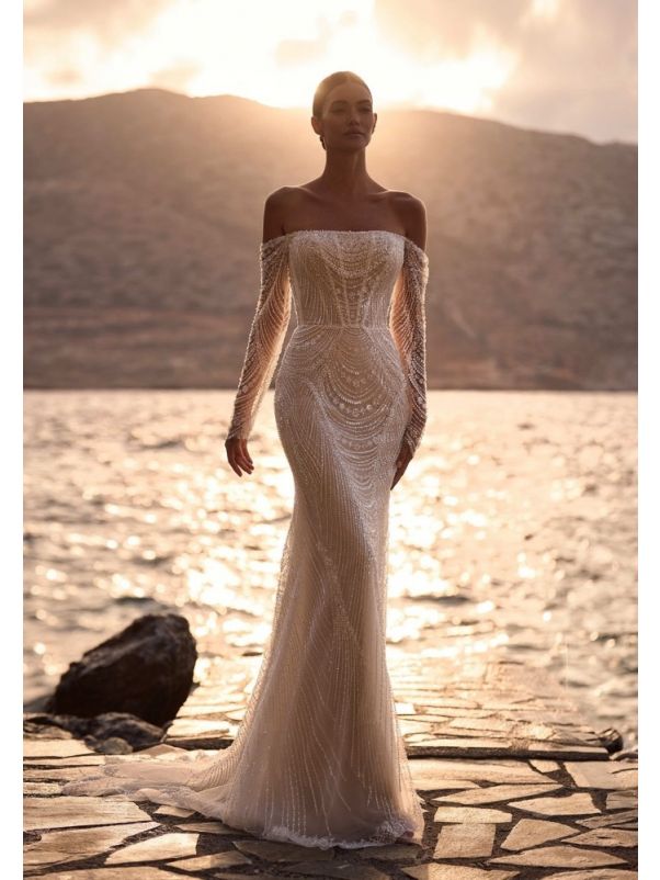 Embellished Long Sleeve Wedding Dress