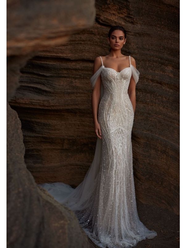 Beaded Wedding Dress With Straps