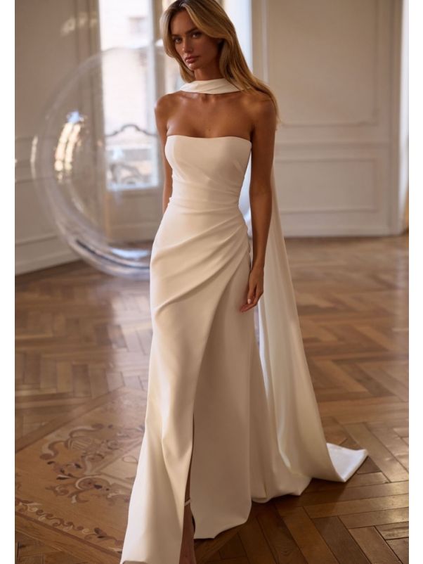 Draped Strapless Wedding Dress