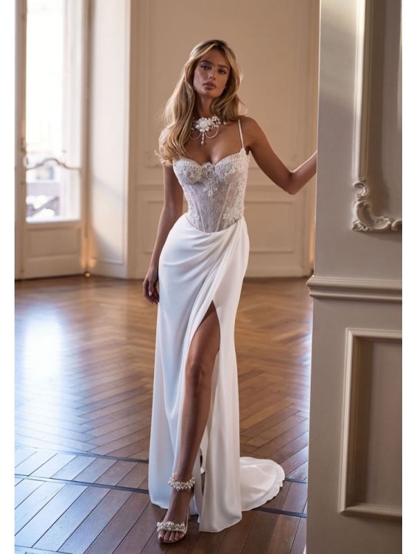 Embroidered Chiffon Wedding Dress