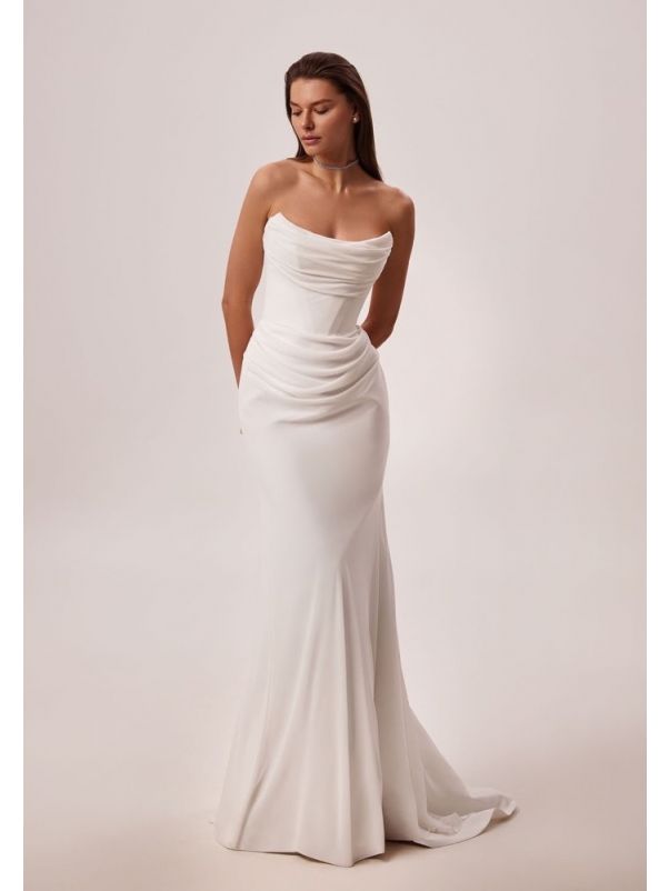 Draped Chiffon Wedding Dress