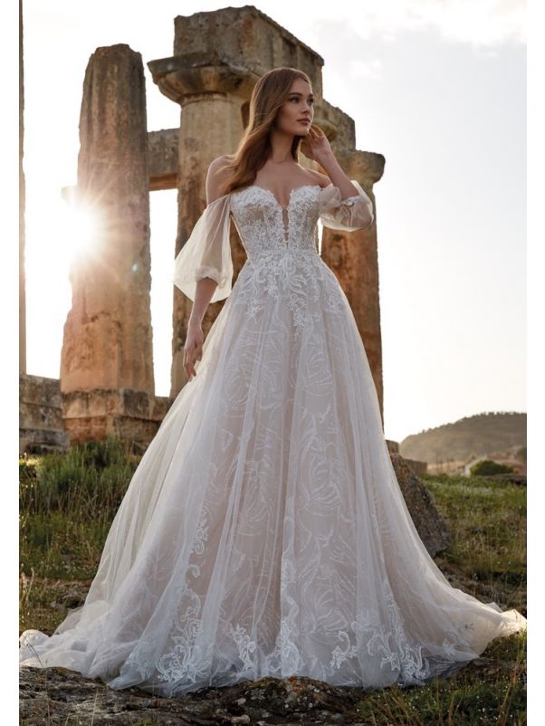 Glitter Tulle Wedding Dress With Sheer Back