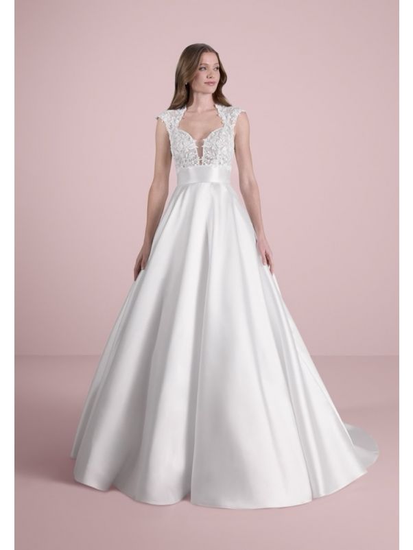 Embroidered Satin Wedding Dress