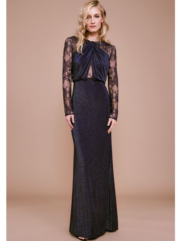Shimmering Long Sleeves Evening Gown