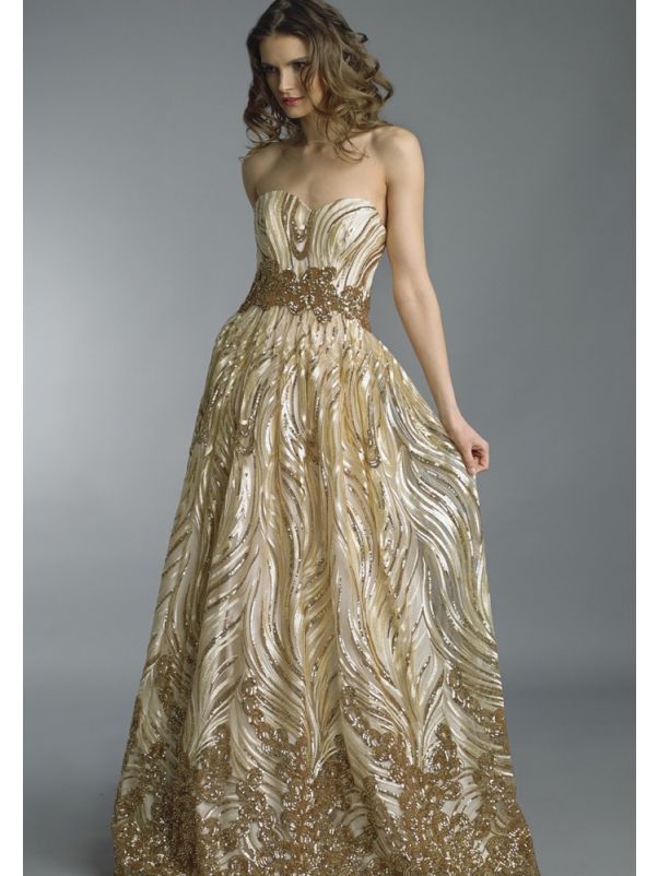 Beaded Champagne Colour Gown 