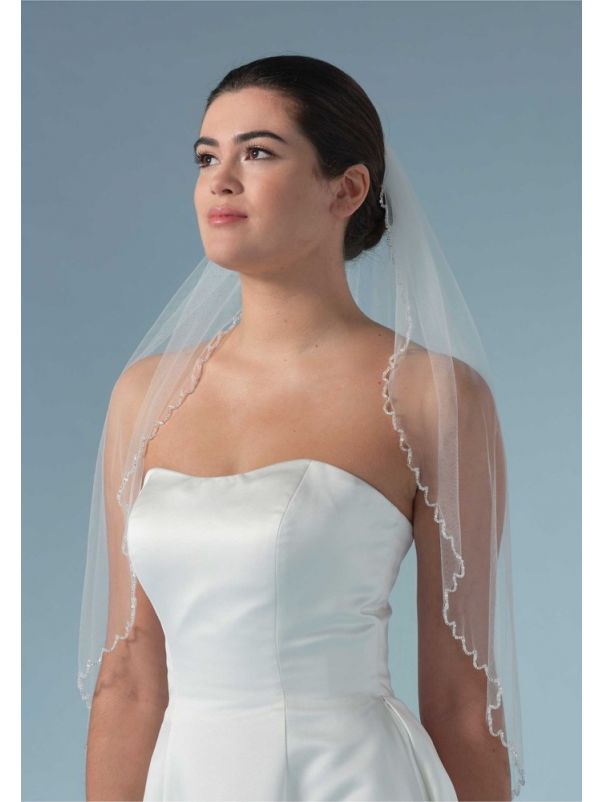 Beaded Short Bridal Veil