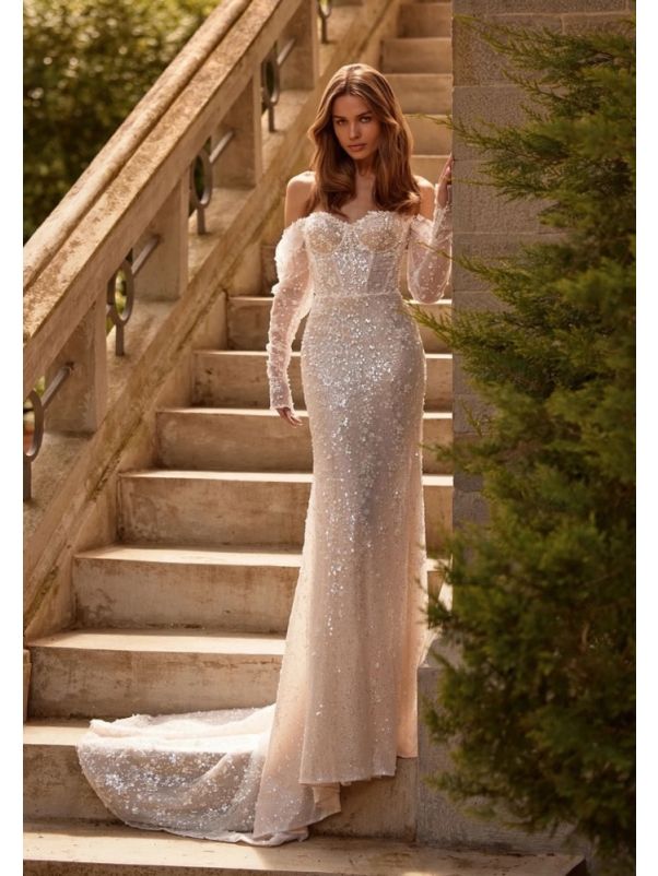 Embellished Long Sleeve Wedding Dress