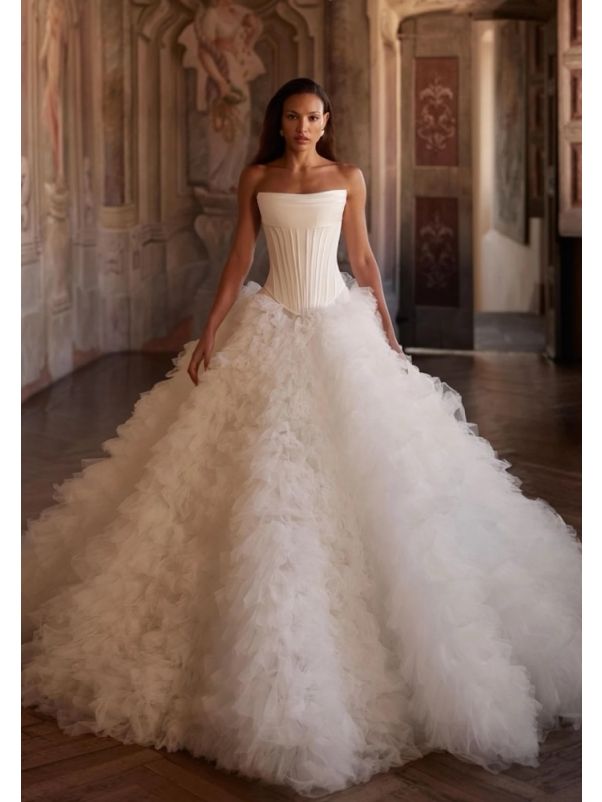 Strapless Ruffle Wedding Dress