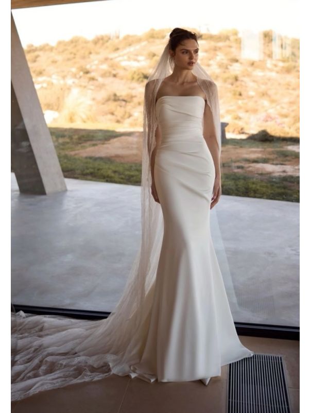 Draped Strapless Wedding Dress
