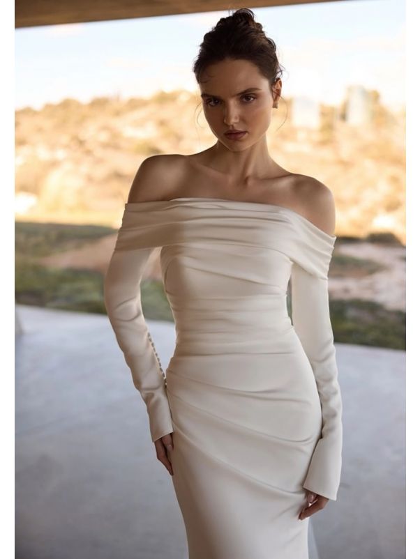 Draped Strapless Wedding Dress