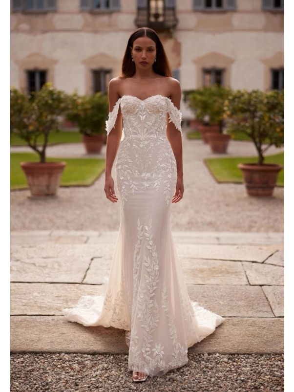 Embellished Glitter Tulle Wedding Dress