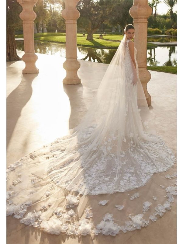 Floral Long Wedding Veil