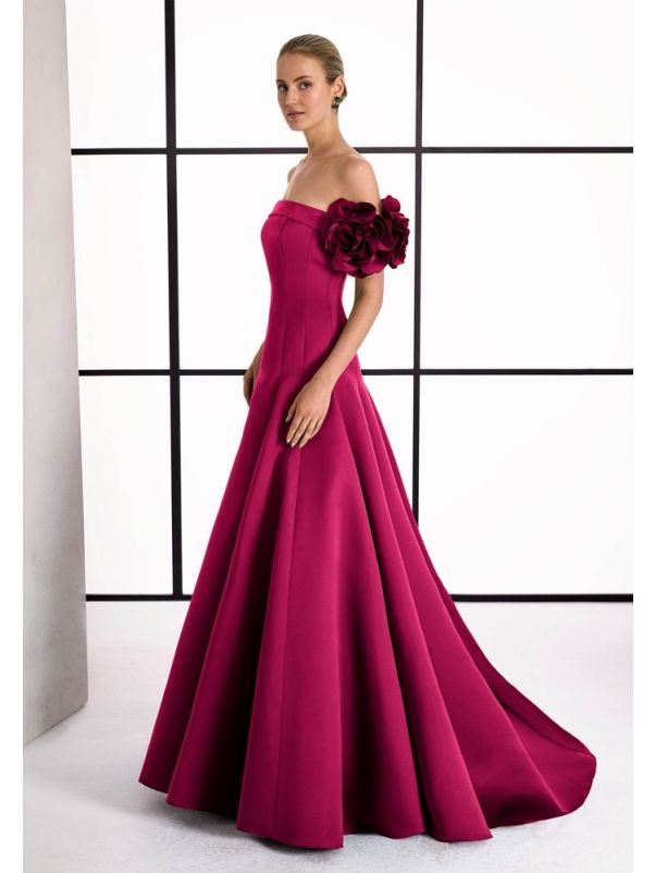 Rose Sleeve Satin Gown