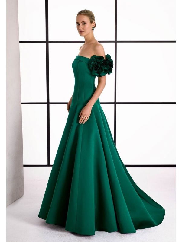 Rose Sleeve Satin Gown