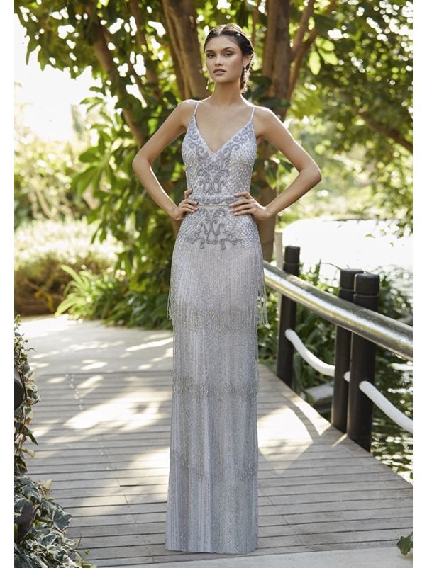 Beaded Evening Gown With Low Back