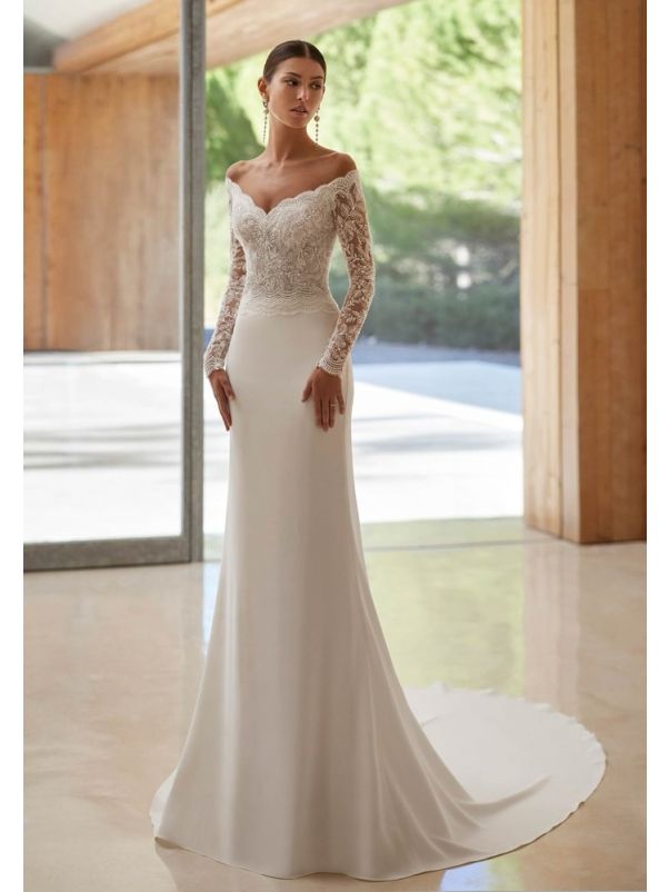 Embroidered Long Sleeve Wedding Dress