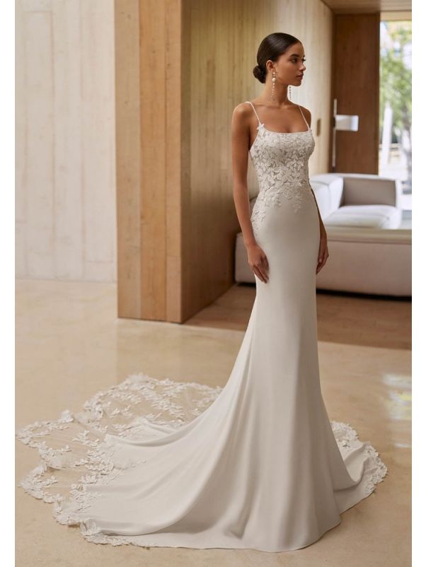 Embroidered Crepe Wedding Dress