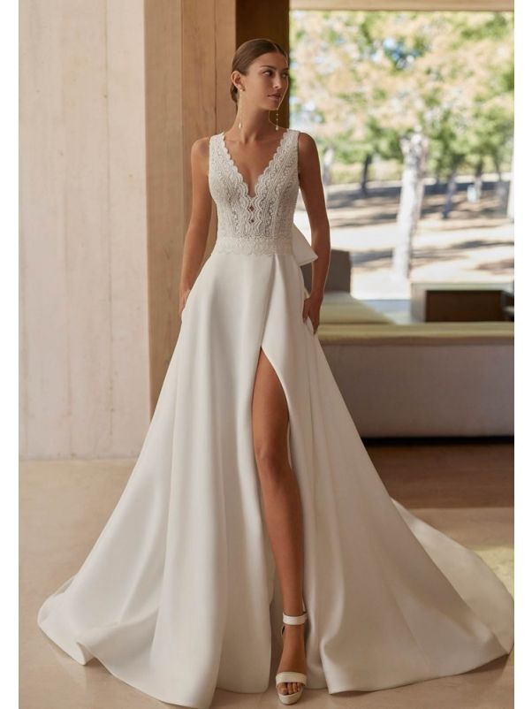 Embroidered Backless Wedding Dress