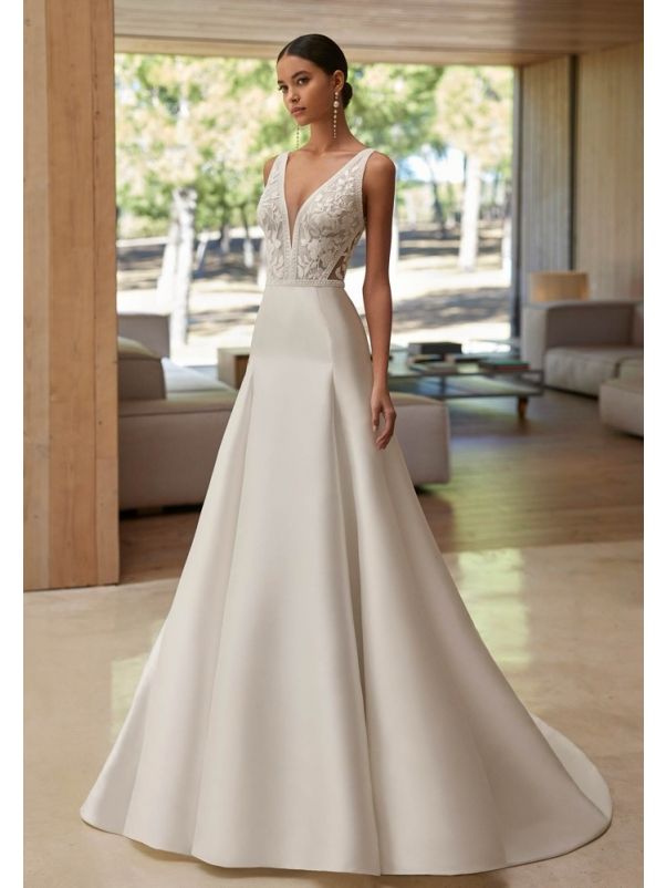 Embroidered Mikado Wedding Dress
