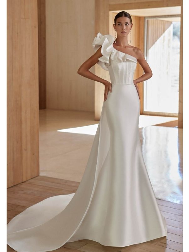 One-Shoulder Mikado Wedding Dress