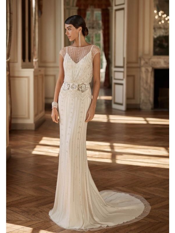 Embellished Backless Wedding Dress