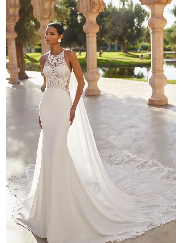 Embroidered Crepe Wedding Dress