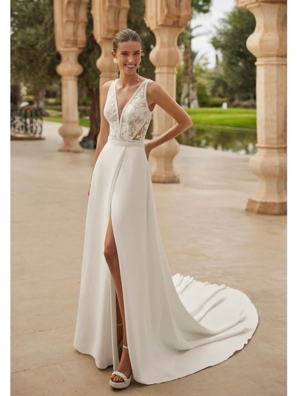 Backless Crepe Wedding Dress