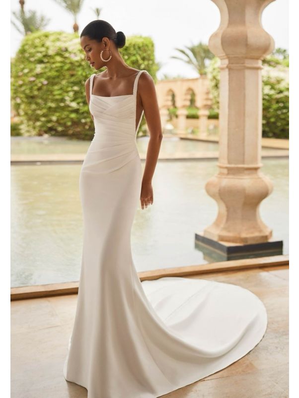 Draped Crepe Wedding Dress