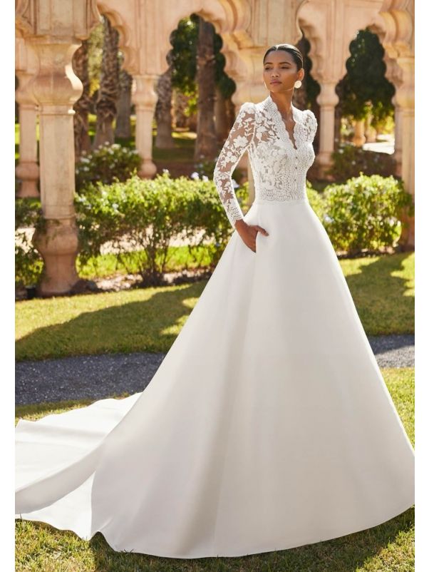 Embroidered Mikado Wedding Dress