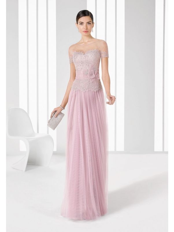 Beaded Lace Tulle Evening Dress