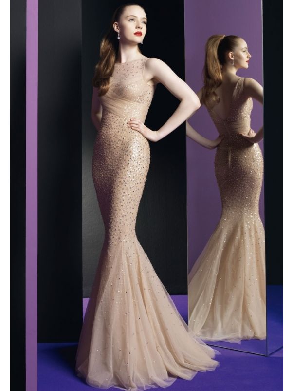 Beaded Tulle Gown