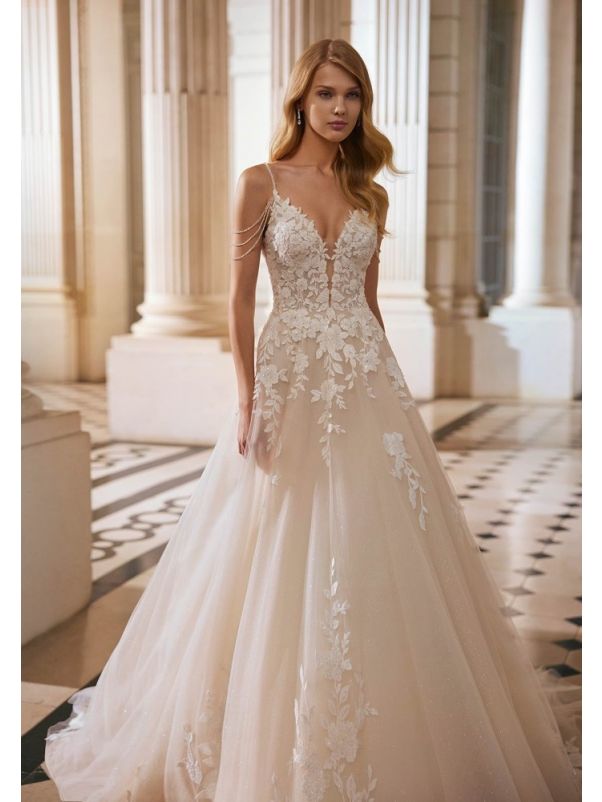 Embroidered Tulle Wedding Dress