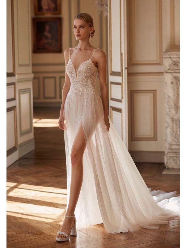 Embellished Backless Wedding Dress