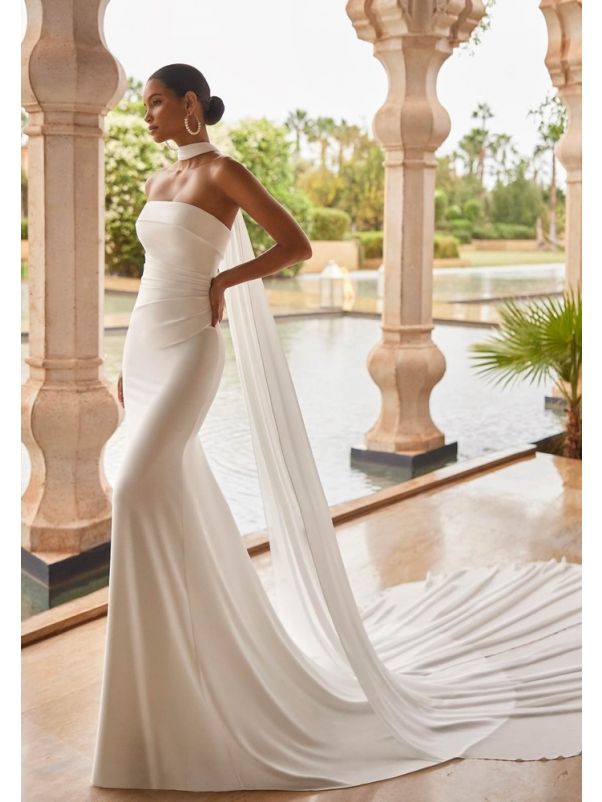 Draped Crepe Wedding Dress