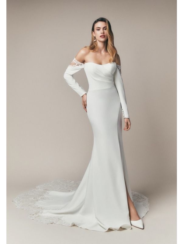Draped Crepe Wedding Dress