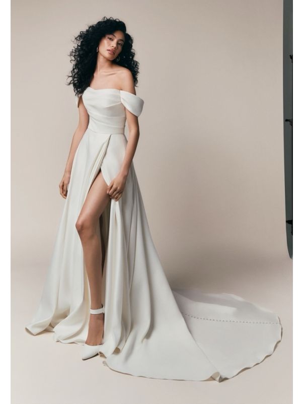 Pleated Mikado Wedding Dress