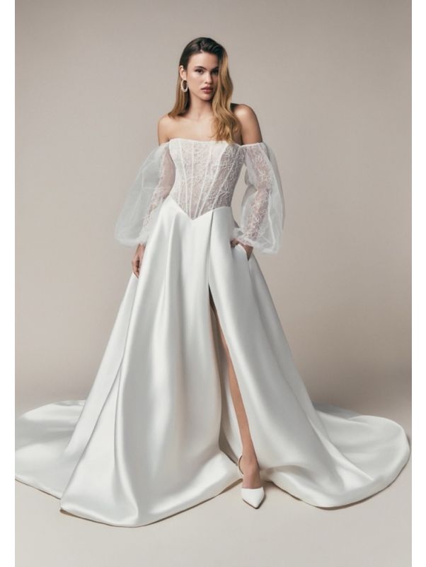 Embroidered Mikado Wedding Dress