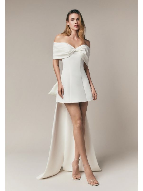 Bow-Detail Satin Bridal Dress