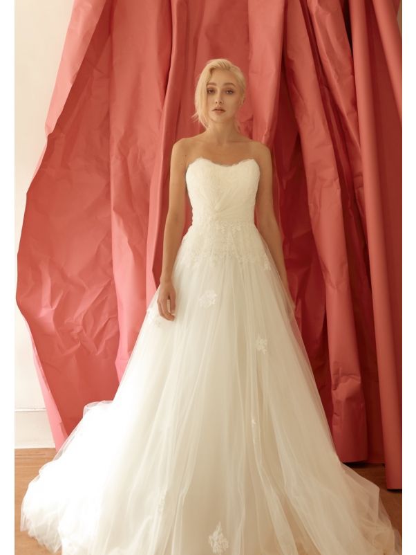 Draped Tulle Ball Gown
