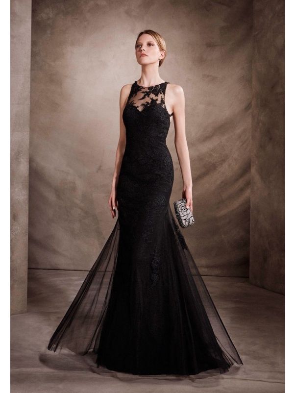 Embroidered Lace Evening Gown