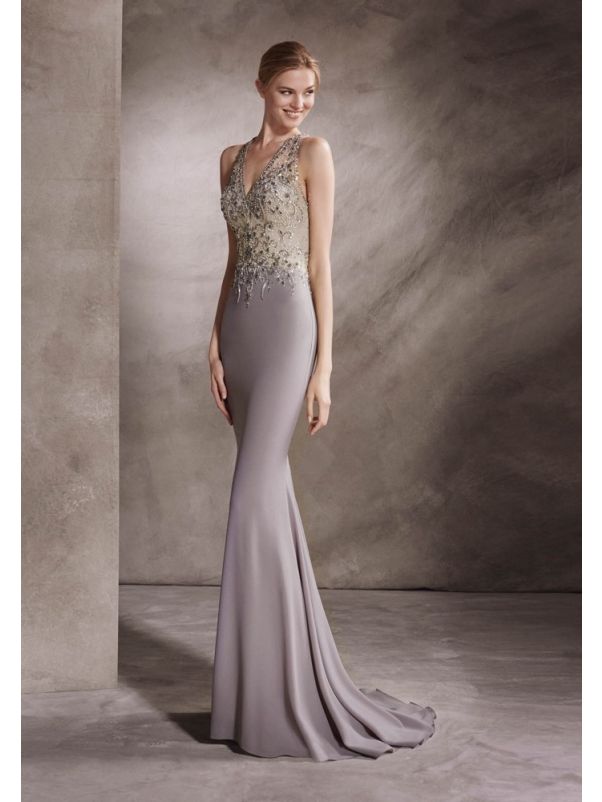 Beaded Crepe Gown