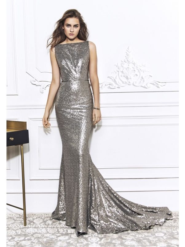 Silver Sequined Mermaid Gown