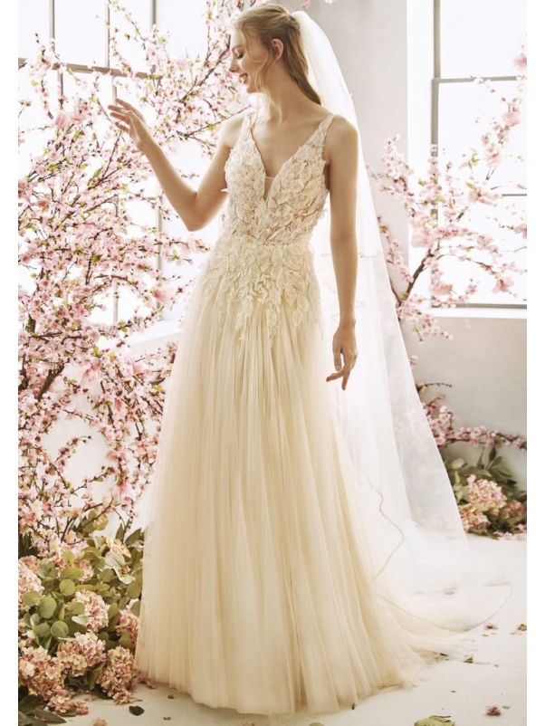 Embellished Tulle Wedding Dress With Open Back