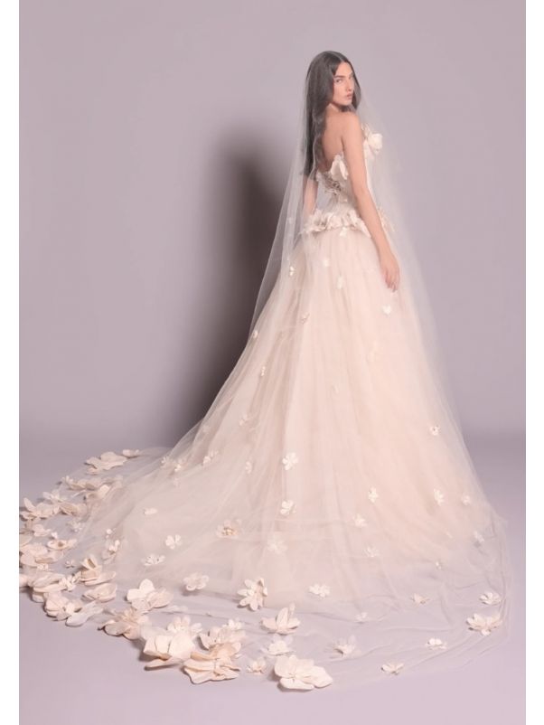 Floral Pink Wedding Veil