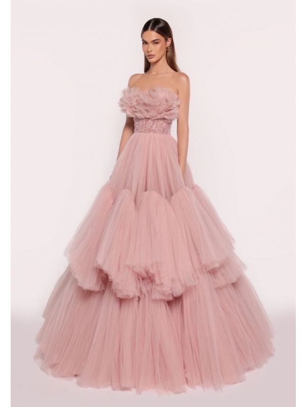 Beaded Ruffle Ball Gown