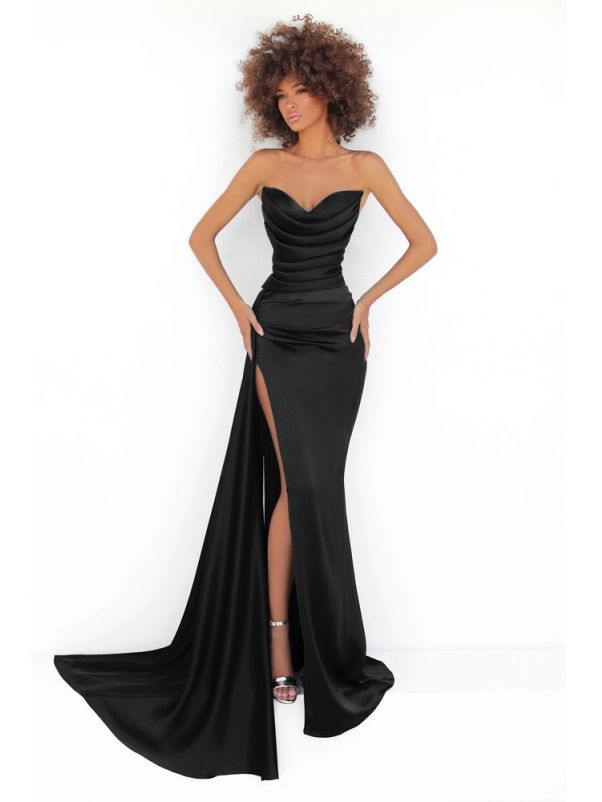 Draped Satin Evening Dress