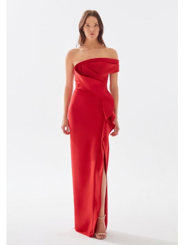 Draped Crepe Evening Gown